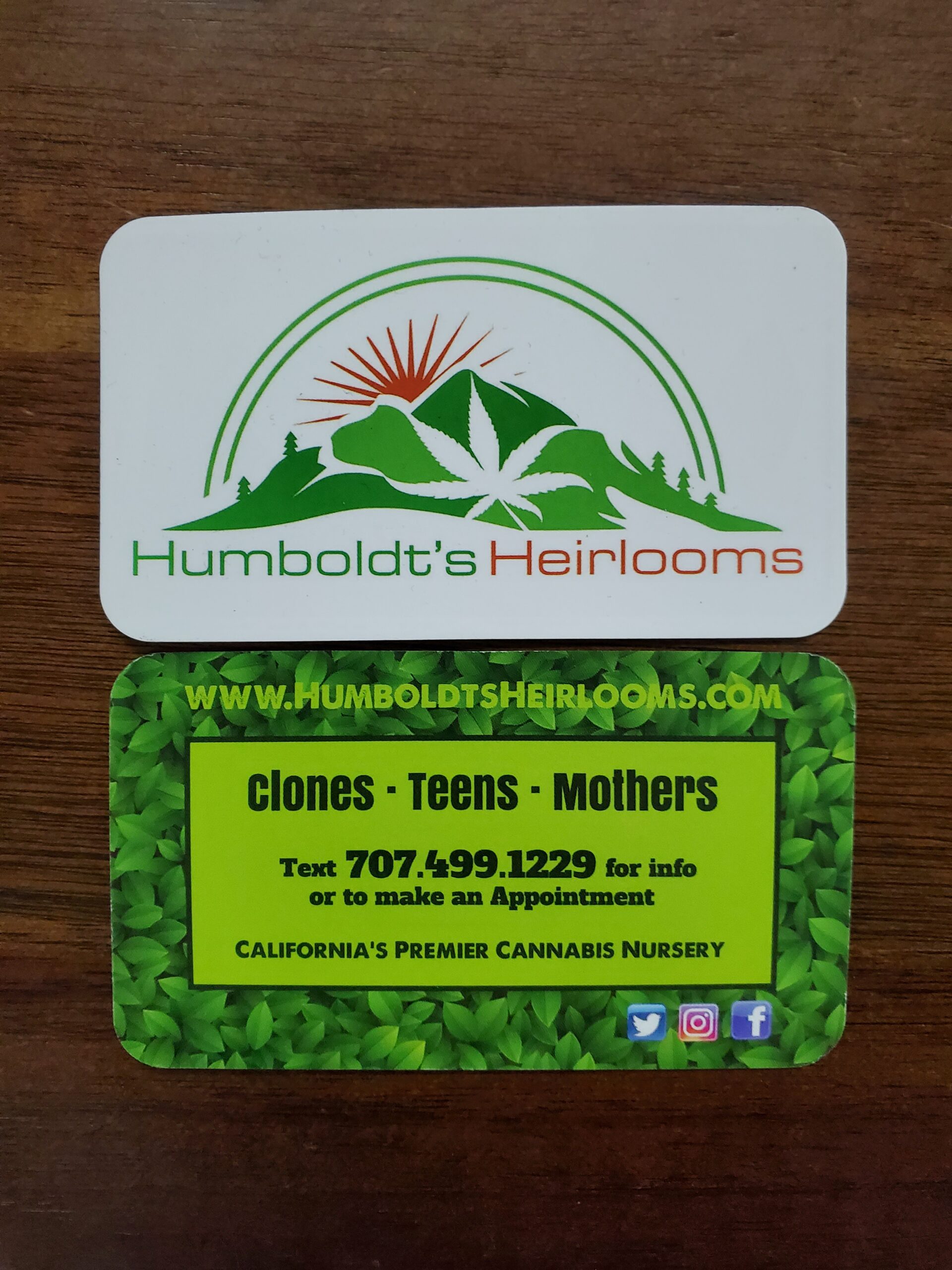 Humboldt's Heirlooms business card