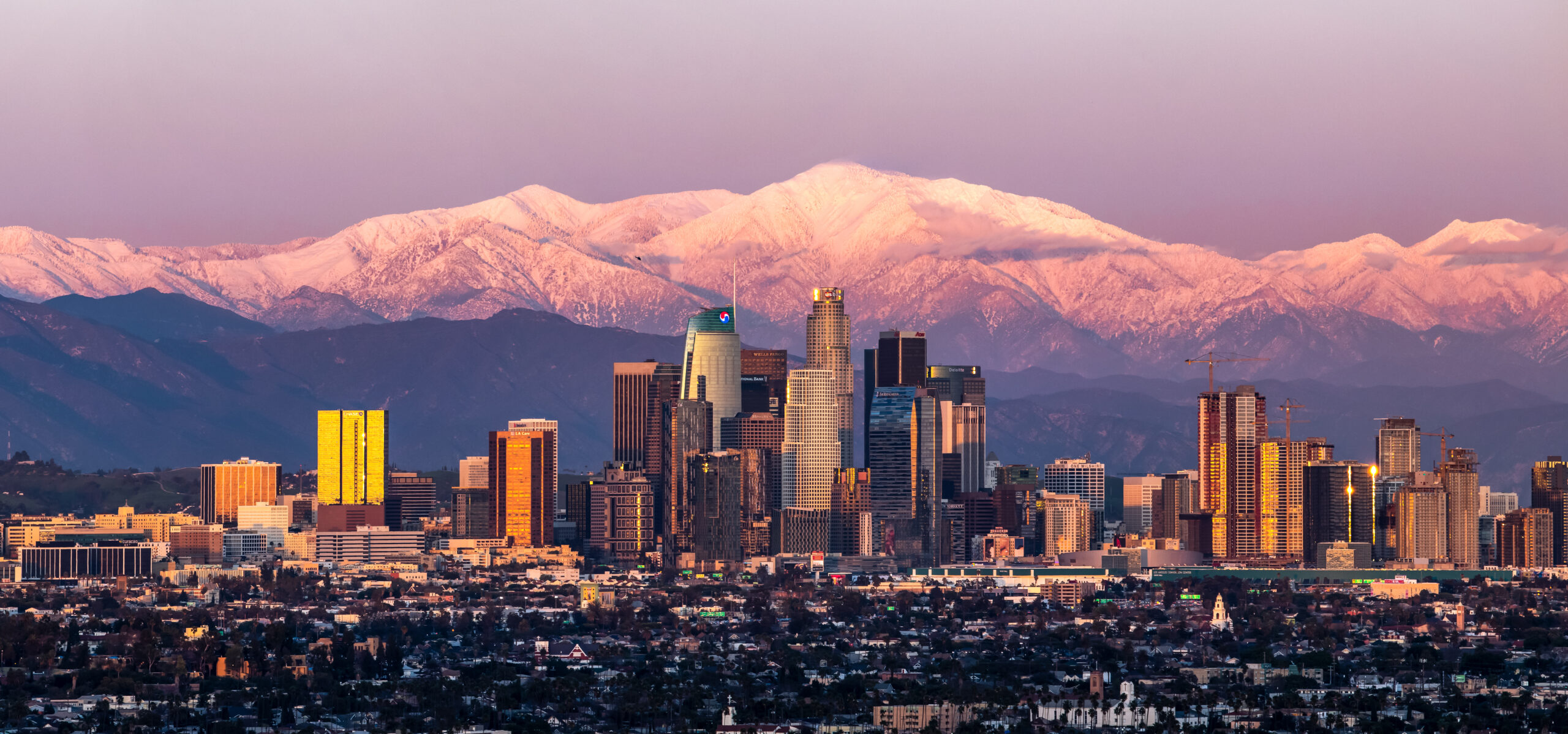 LA skyline with Mount Baldy